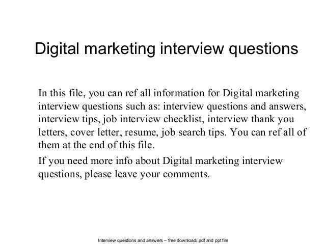 Digital Marketing Interview Questions And Answers Pdf